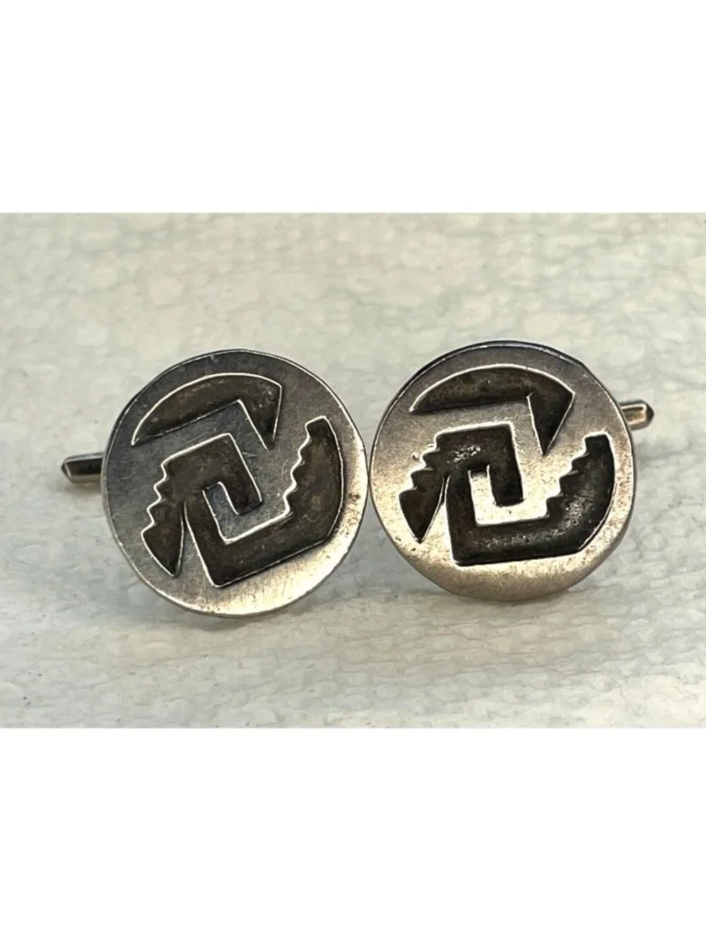 Federico Jimenez FCG 925 Sterling Silver Cufflinks Southwestern Geometric Step M
